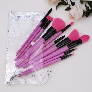 10 pcs Wood Handle pink and gold makeup brushes