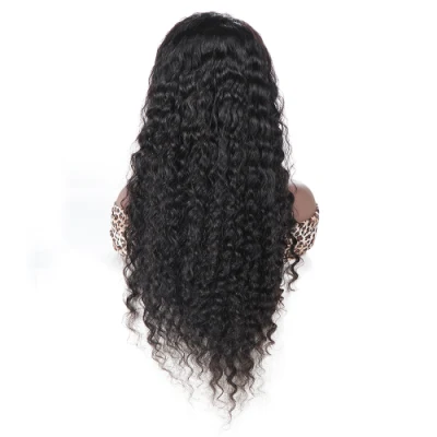 180 Density Wholesale Virgin Human Hair 24-Inch Natural Deep Wave 13X4 HD Transparent Lace Front Wigs for Black Women