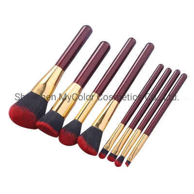 8PCS Premium Red Makeup Brush Set Vegan Highlighting Blush Eyeshadow Brushes