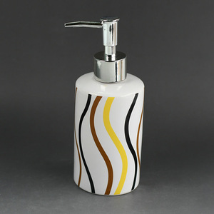 Black and yellow stripe ceramic bathroom set