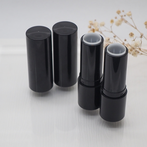 Custom printed logo shiny black empty round lipbalm lipstick tube