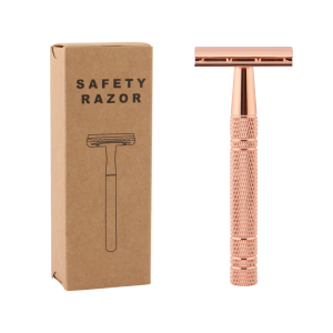 customised packaging rose gold metal razor zero waste wet shaver safety razor