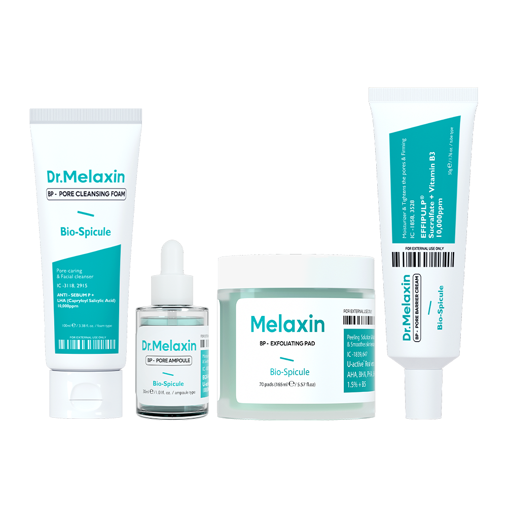 Dr. Melaxin BP Pore Skin Care Set (Amploule, Cream, Cleansing Form, Exfoliating Pad)