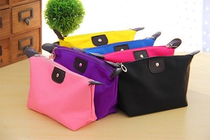 Dumpling Makeup Bag Solid Color Polyester Cosmetic Bag Around Soft Portable Korean Version Make Up Bag