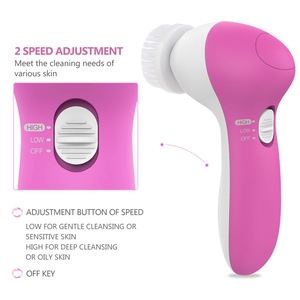 Facial Cleansing Brush, 5-in-1 Waterproof Portable Wireless Charging Cleaning brush with 2 Speed Settings for Skin Care