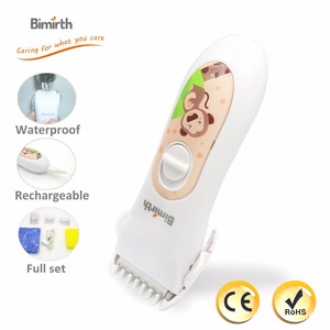 kids IPX-7 waterproof USB rechargeable hair clippers low noise low vibration cordless hair trimmer 6 size for hair length