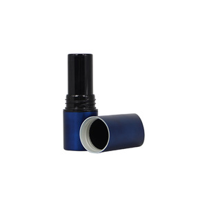 matte blue plastic lipstick tube with screw cap