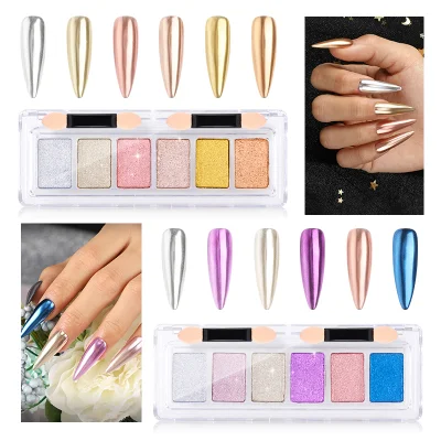 Premium Chrome Nail Powder Nail Art Kit Metallic Mirror Effect Powder Colorful Nail Dust Pigmen Press on Nails Wholesale Artificial Fingernails