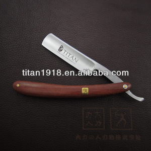 Titan razor mahogany wood handle steel blade shaving straight razor