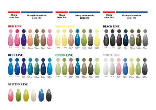 Dancheong gel nail consist of 6 colors. sun curing, peel off, color mix, 1step, 11 kinds harmful ingredient free.