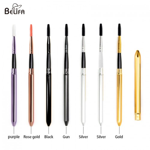 Wholesale private label retractable silicon eyelash extension covered silicone resuable mascara wand brush tube with cap lid