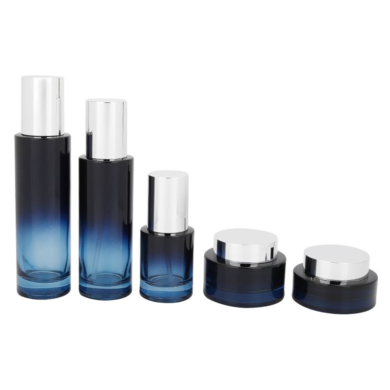 cylinder glass cosmetic bottle cosmetic jar lotion pump bottle skincare glass bottle