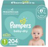 Diapers Size 1, 204 Count - Pampers Baby Dry Disposable Baby Diapers, Enormous Pack