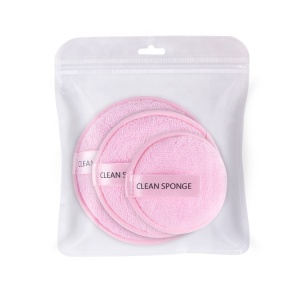 2020 Hot selling Short Microfiber Pink 3pcs Bag Reusable Facial Fiber Remover Pads Chemical Free Sponge Makeup Remover Pads