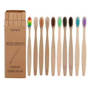 5 10 Pack Premium Best Bamboo-toothbrush Cepillos Biodegradable ECO Medium Bristles White Purple Color Hotel Bamboo Toothbrushes