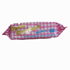 Alcohol Free and Cleaning use Baby Wet Tissue Paper Non-woven 80pcs Per Bag Pear Type Plain Type 15*20cm