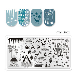 Christmas Design OM Series Custom Nail Art  Stamping Tools Image Plate With White Plastic Edge