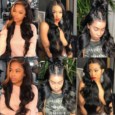 Factory Hot Sale 100% Unprocessed Brazilian Virgin Hair Extension Remy Hair Body Wave 13X4 Lace Front Human Hair Wigs for Black Women 150% 180% 210% 250%