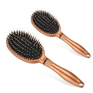 Factory OEM Logo Plastic Handle Oval Nylon Boar Bristle Hair Brush
