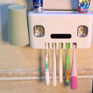 Family Use Electric Toothbrush holder USB  with Two Toothpaste Dispenser Automatic for Bathroom