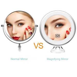 Flexible Strong Suction  360 degree rotation 10X Magnifying Fogless Make Up Wall Mounted Makeup Mirror with Light