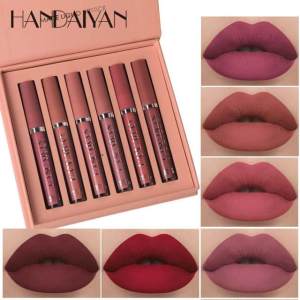 HANDAIYAN 6Colors/Sets Fashion Liquid Lipstick Lipgloss Sets Natural Moisturizer Waterproof Velvet Lip Glosses Gift Box