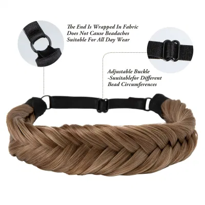 Handmade Braided Headband Adjustable Headwear Headband Braided Hair Wig for Female Wig Natural Hair