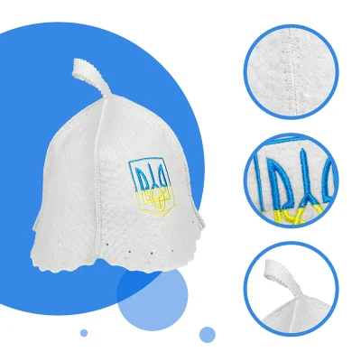 High Quality Customized Japanese Felt Sauna Hat Sheep Wool Felt Russian Banya Sauna Hat with Embroidery Customer