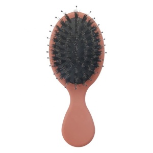 Hot sale mini rubber paddle wild boar bristle hair brush to clean hair