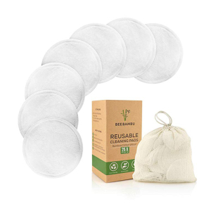 Hot Sale Washable Face Cleaning Pad Organic Bamboo Cotton Reusable Makeup Remover Pads With Laundry Bag