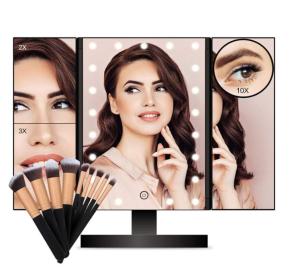 Makeup Mirror with Lights 21 Led Light Up 2X 3X Magnification Standing Desktop Cosmetic 3 Way Trifold Vanity