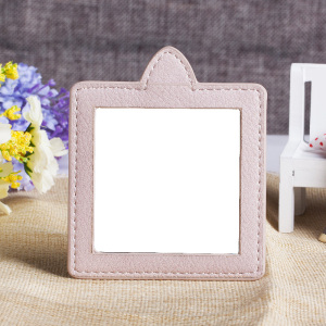 Mini Pocket Mirror  Square Travel Cosmetic Mirror With Leather Pouch