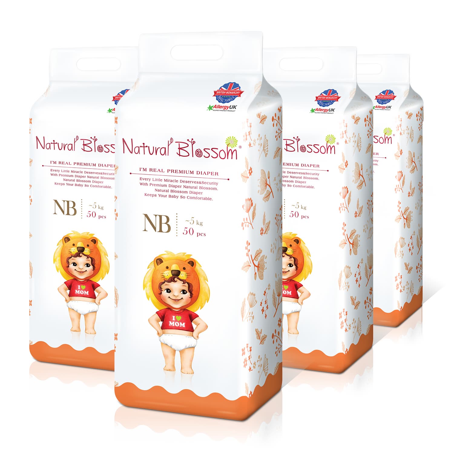 Natural Blossom Baby Diapers Size 1 (Up to 11lbs) 50 Count