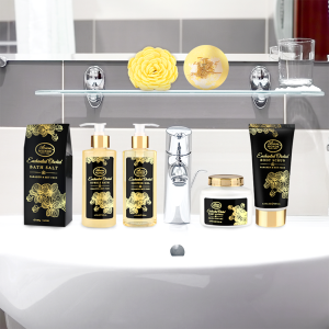 OEM cheap Phalaenopsis Golden spa bath and body gift set