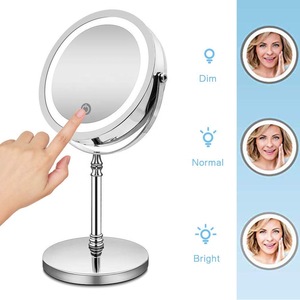 Rechargeable Stainless Steel LED Makeup Mirror With Dimmable Lights