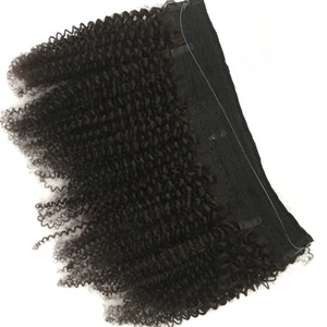 Virgin 4A 4B 4C Kinky Curly Clip In Halo Human Hair Extensions For Black Women