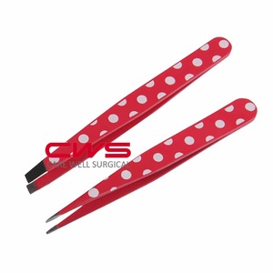 Wholesale Red stainless steel slanted eyebrow tweezer