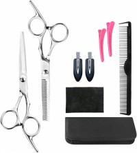 Hair Cutting Scissors Kit 9 PCS Stainless Steel Haircut Shears Set with Trimming Scissors-Thinning Scissor-Comb-Hair Clip Sliver