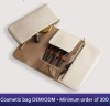 High-end Portable Travel Luxury Genuine Leather Makeup Brush Storage Pouch Cosmetic Bag