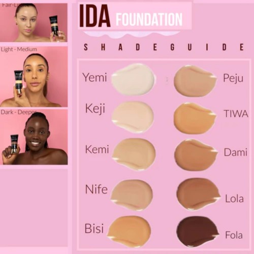 IDA Beauty Glam It! Liquid Foundation | Full Foundation Coverage, Matte Finish, Long-Lasting, Lightweight | Vegan, Halal, Cruelty-Free (Keji, 35ml)