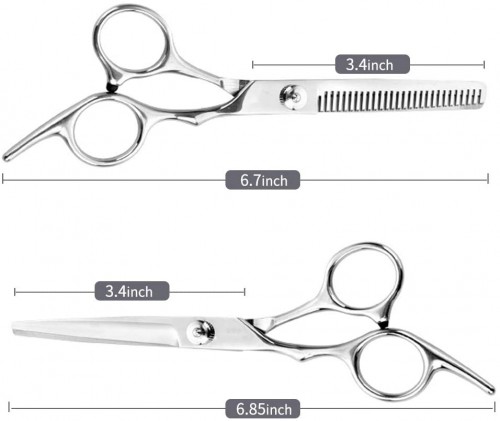 Hair Cutting Scissors Kit 9 PCS Stainless Steel Haircut Shears Set with Trimming Scissors-Thinning Scissor-Comb-Hair Clip Sliver