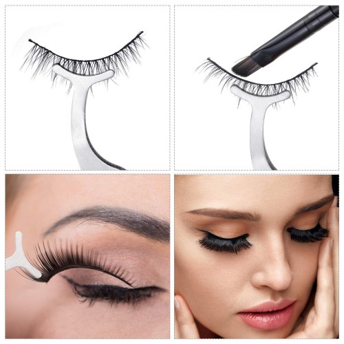 24 PCS False Eyelashes Applicator Tool Stainless Steel Eyelash Extension Tweezers Remover Clip Tweezers Nipper Eyelash(Silver)