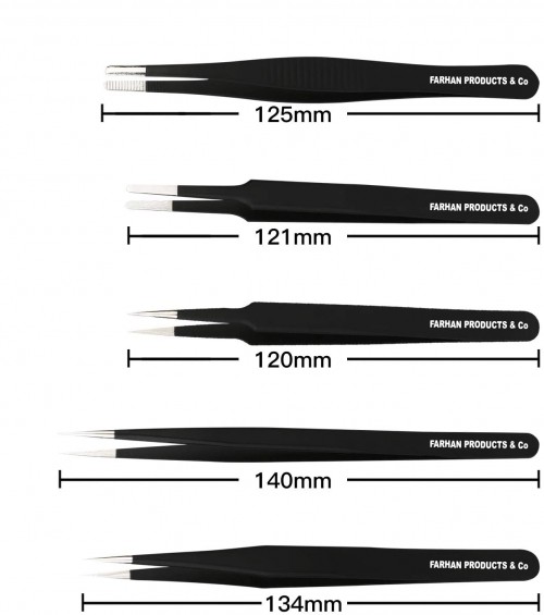 Tweezers Set ESD Anti-Static Stainless Steel Tweezers Set for Craft Jewelry Electronics Laboratory Work (14 PCS)