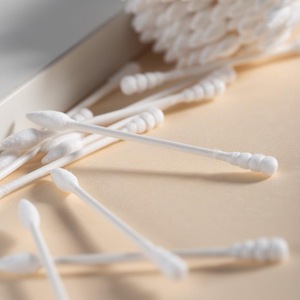 100pcs/box One Head Point One Head Spiral Eco-Friendly Wood Pulp Paper Sticks Beauty Makeup Cotton Buds Sanitary Cotton Swabs