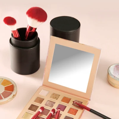8PCS Red +Black Makeup Brush Set Beginners Makeup Tools Foundation Concealer Eye Shadow Brush