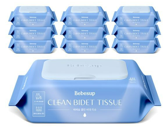 Bebesup Clean Bidet Flushable Wipes, Plain 48 Sheets With Cap (55GSM)