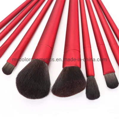 Customized Makeup Brush Set 10PCS Red Foundation Blush Brush Cosmetics Beauty Tool