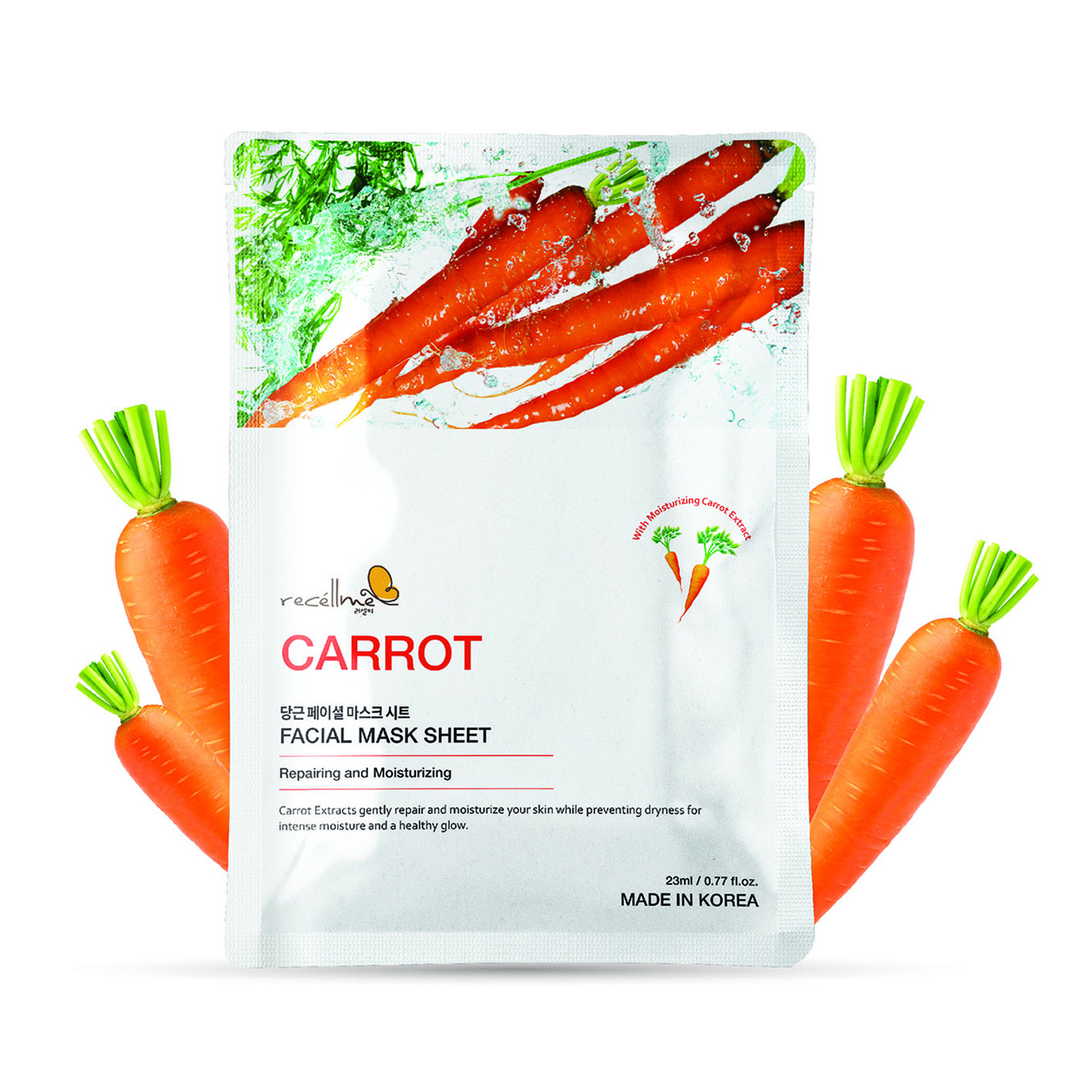 Face Sheet Mask (Carrot) for Moisturizing, Soothing, Brightening