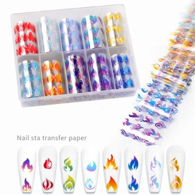 Flame Flower Pattern Transfer Art Nail Foil for DIY Manicure