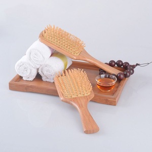 Household organic bamboo hair comb with handle, cheap comb massager bamboo No-static hair comb